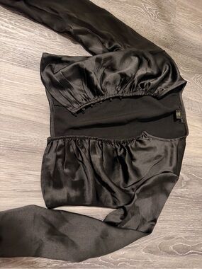 House of Harlow 1960 Black Satin Cover Top